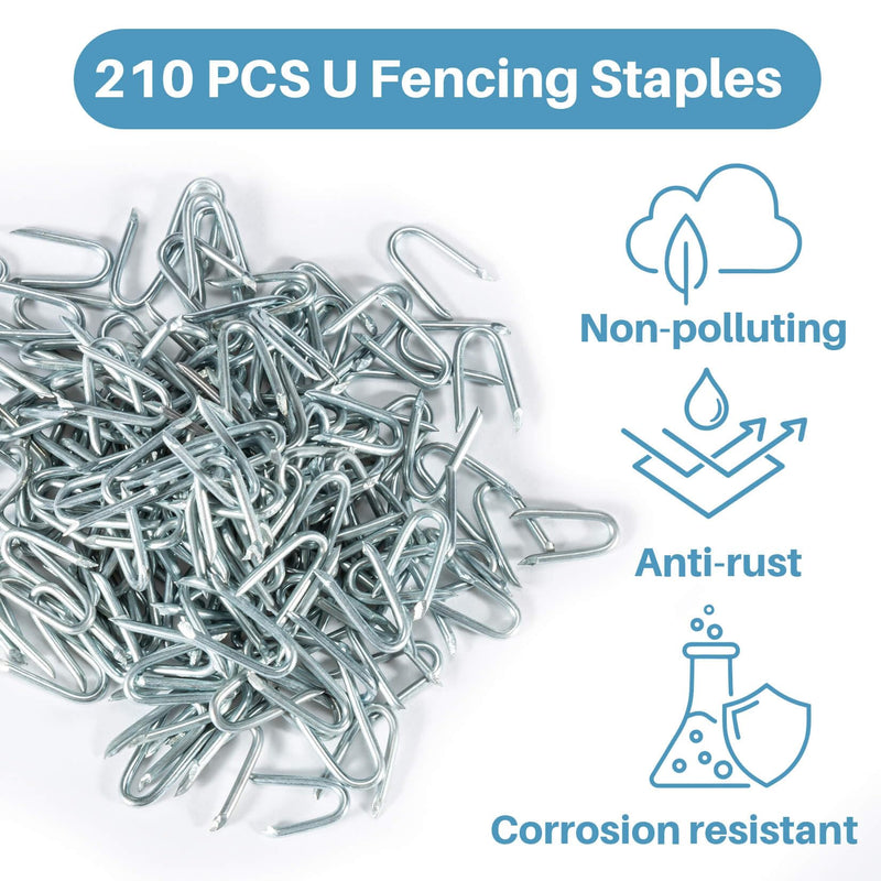 [Australia - AusPower] - Sukh 210 PCS U Fence Staples - Galvanized U Shaped Nails Heavy Duty Staples Fencing Staples U Nails for Wood fencing barbwire fence (Siver? 