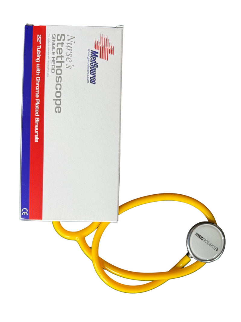 [Australia - AusPower] - Stethoscope – 22” Long Tubing, Lightweight Stethoscope with Aluminum Chestpiece – Single Head, Acoustic Sound Yellow Doctors, Nurses, Students, Medical and Home Use 1 