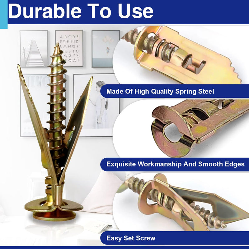 [Australia - AusPower] - 90Pcs Self Drilling Drywall Anchors with Screws, Metal Expansion Bolt for Drywall, Screw Anchors Heavy Duty 90 