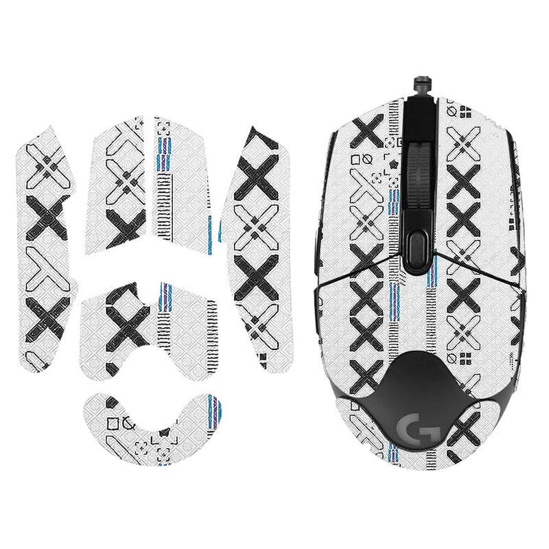 NOUKAJU Mouse Grip Tape Full Coverage for Logitech G203, Mouse Anti Slip Grip Tape,Self-Adhesive PreCut Sweat-Resistant Professional Mice Upgrade Kit(White)