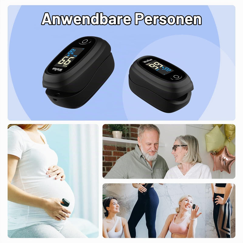 Wellue Pulse Oximeter, Blood Oxygen Monitor Finger, Fingertip Pulse Oximeter for Adult Children, SP O2 PI Level and Heart Rate Monitor