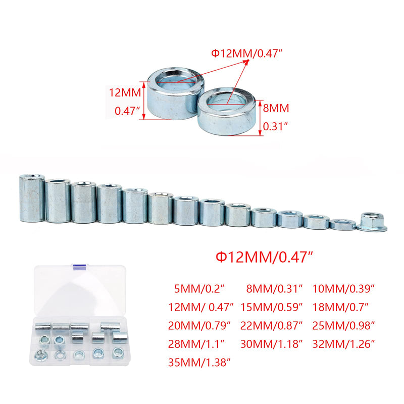 [Australia - AusPower] - MInho 13Pcs M12 Industrial Steel Spacer Sleeve Bushings Fit for 12mm classic axle 