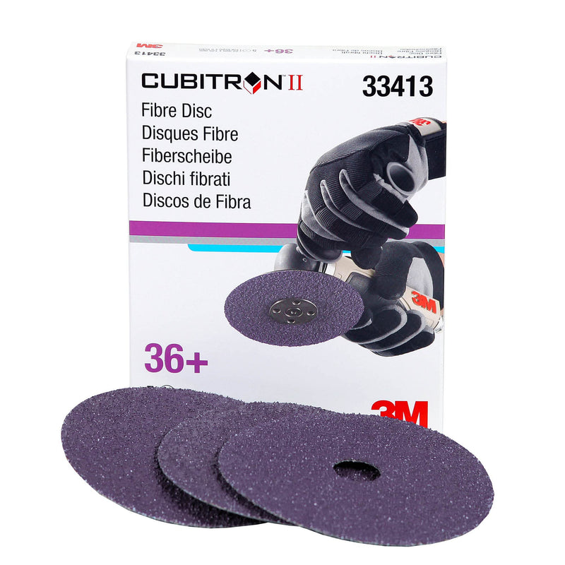 3M Cubitron II Abrasive Fibre Disc, 33415, 5 in x 7/8 in, 60+ Grit, 5 Pack, High Performance, Fast Cutting, Long Lasting