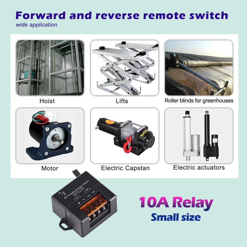 [Australia - AusPower] - 12v Forward Reverse Remote Switch with 10a Relay,Mini Linear Actuator Controller 12 Volt Remote Control Switch,Dc 5v 24v 36v 48v Wireless Up Down Switch for Linear Actuator and Motor 