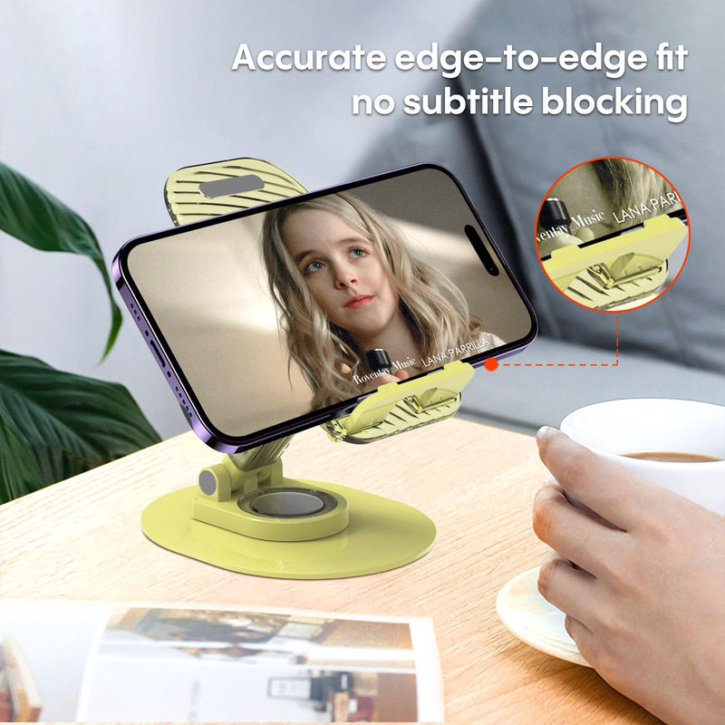 [Australia - AusPower] - Foldable Desktop Phone Holder, Phone Holder on Desk Compatible with iPhone15, 14, 13 Pro Max Mini, Suitable for 3.5-12.9 inch Phones and Tablet Computer. (Yellow) Yellow 