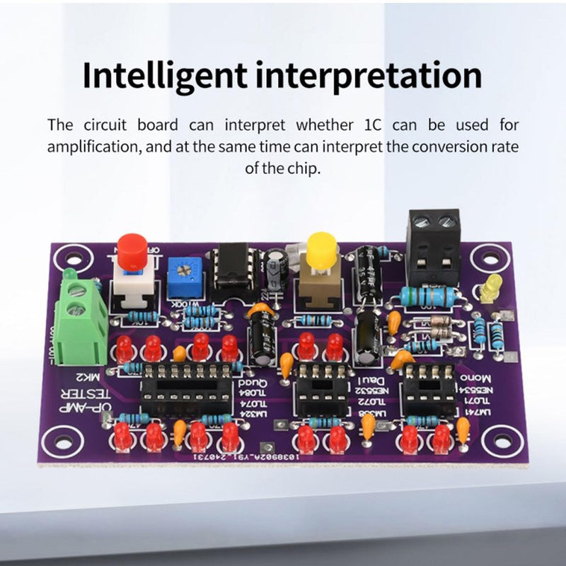 Operational Amplifier Test Board Op Amp Tester Module with LED Indicators for Single Dual Quad Op Amp IC Testing LM741 LM358 LM324
