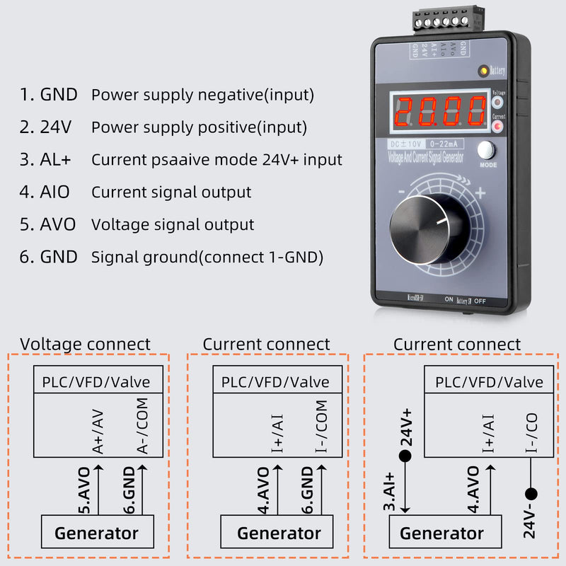 [Australia - AusPower] - Koolertron 0/4-20mA DC 0-10V Signal Generator,2-IN-1Portable Mini Function Generator Built-in 1000mAh Rechargeable Battery,Analog Generator with 4-Digit LCD Display,Accuracy 0.01,for PLC/Panel Testing 0-20mA 