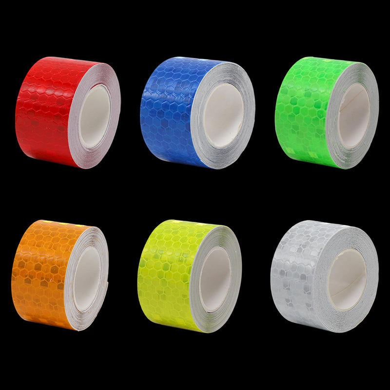6 Rolls 1 Inch Reflective Tapes Waterproof Self-Adhesive Safety Stickers Night for Outdoor, Bike, Trailer, Motorcycle