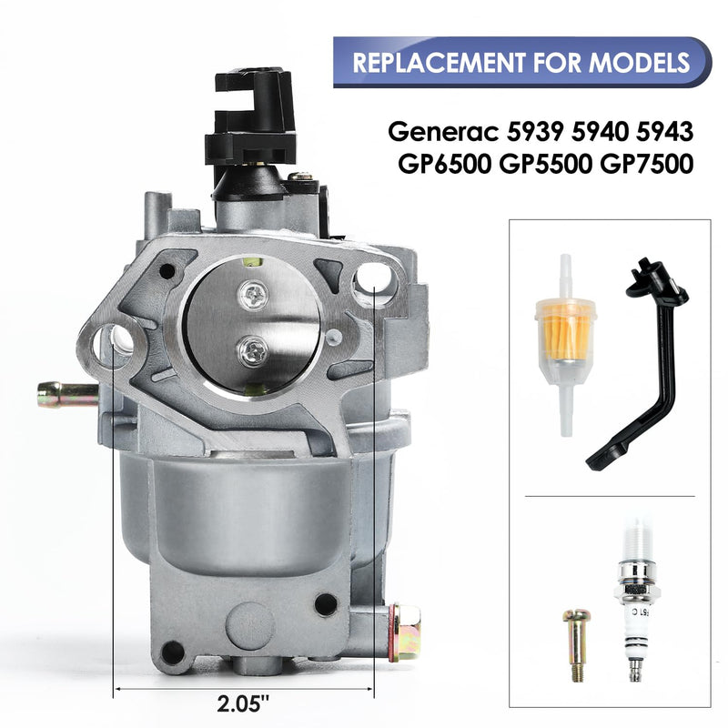 [Australia - AusPower] - Carburetor Fits for Generac GP5000 GP5500 GP6500 GP6500E GP7500E 389cc 8125W 0J58620157 Jingke Huayi Kinzo Ruixing 13HP 14HP 15HP 16HP 188F 190F Generator 