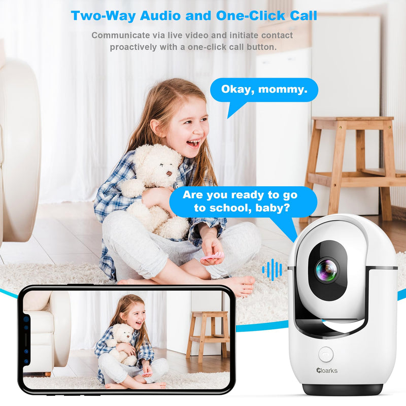 [Australia - AusPower] - 2K Pan/Tilt Security Camera, WiFi Indoor Camera for Home Security with AI Motion Detection, Baby/Pet Camera with Phone App, Color Night Vision, 2-Way Audio, 24/7, Siren, TF/Cloud Storage white 