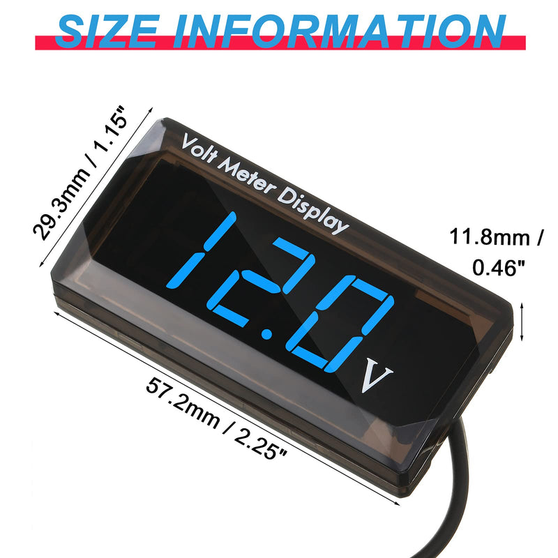 DC 12V Car Digital Voltmeter LED Display Voltage Measurement Car Digital Voltage Meter Panel 4-28V Voltmeter Display for Vehicle Motorcycle Truck ATV SUV (Blue) blue