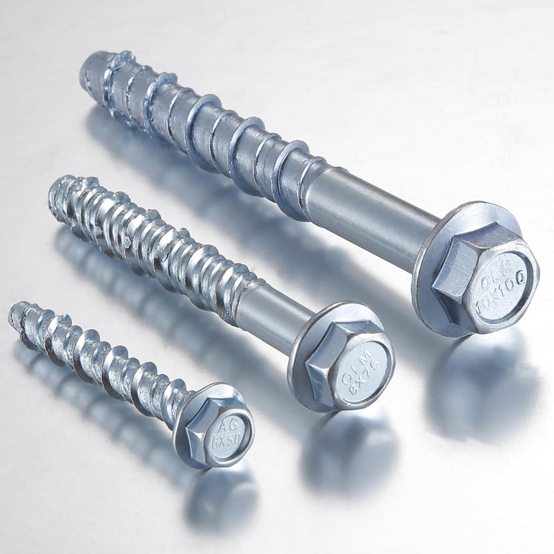 [Australia - AusPower] - 1/4" x 3" Zinc Plated Large Diameter Concrete Screw for Anchoring to Masonry, Brick or Block (10 pcs) 10 1/4" x 3" 