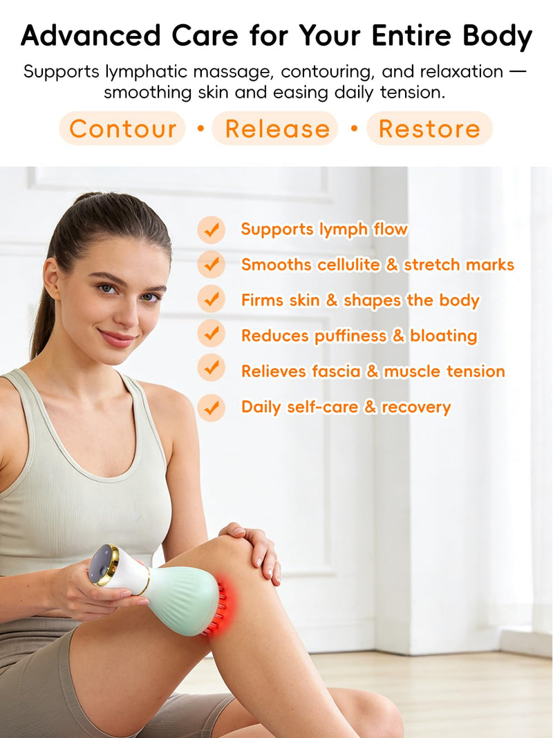 Lymphatic Drainage Massager for Body & Legs – Electric Handheld Body Massager with 12 Levels & Multi-Mode Massage, Helps Support Circulation, Smooth the Look of Cellulite & Relax Muscles