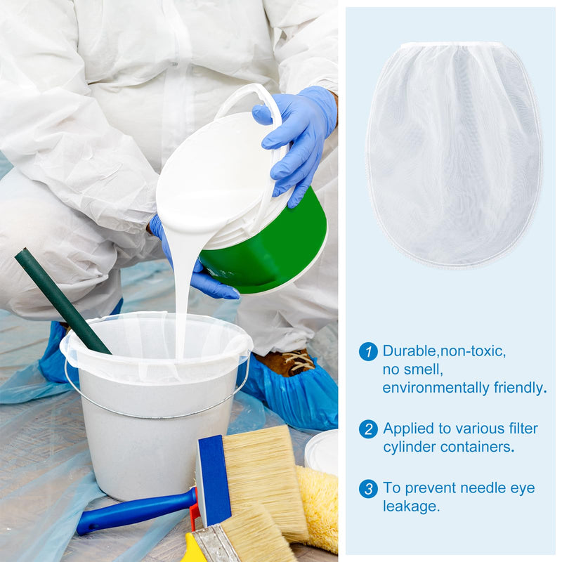 Boao 120 Pieces Paint Filter Strainer Bags White Fine Mesh Paint Strainer Bags Elastic Top Disposable Bucket Filter for Painting, Gardening, Plant Protection (1 Gallon) 1 Gallon