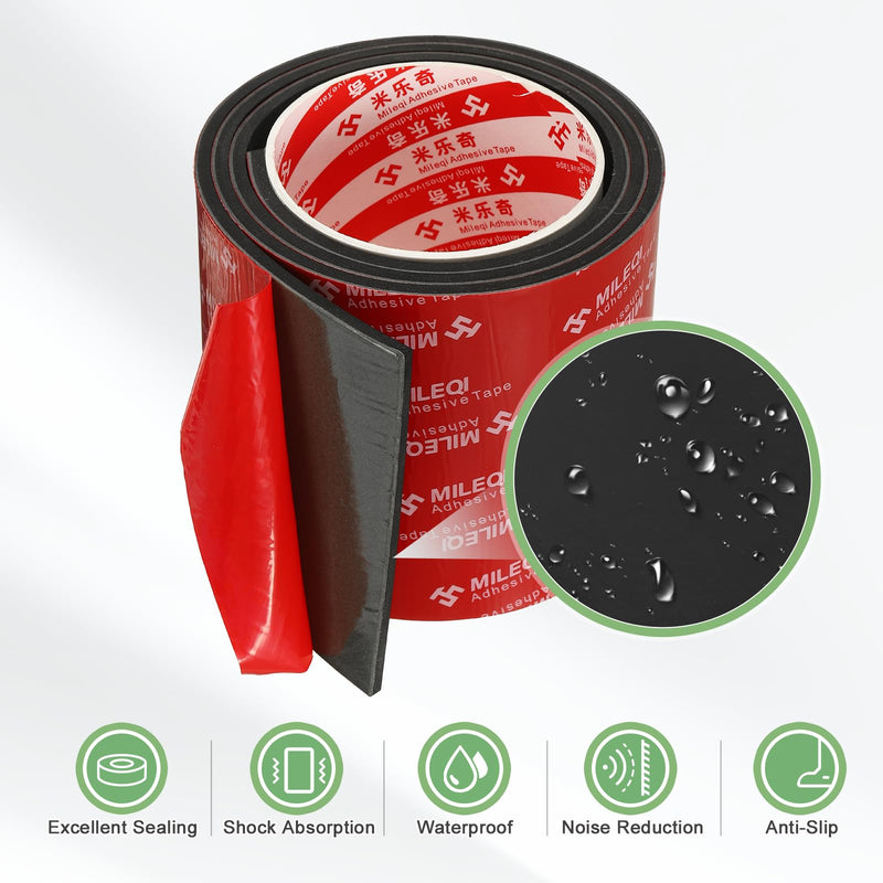 PATIKIL Neoprene Rubber Strips 4" Wide x 3/16" Thick x 3.3FT Long, Self Adhesive Solid Rubber Sheet for Shock Absorption Gasket DIY Crafts Sealing Weather Striping, Black 4" x 3/16" x 3.3FT 1