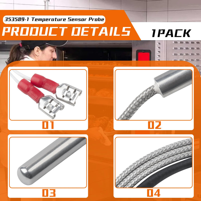 [Australia - AusPower] - 353589-1 Temperature Sensor Probe Fits for Vulcan Hart Commercial Ovens, Compatible with Samsung & LG Range Ovens, Replaces 00-353589-00001 44-1235 VH353589-1 
