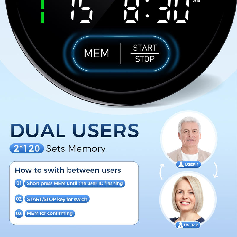 [Australia - AusPower] - Blood Pressure Monitor Upper Arm Automatic Monitors for Home Use Adjustable 8.7"-16.5" Cuff Voice Broadcast Large Backlit Display 240 Sets Memory Sphygmomanometer with Storage Bag Medium 
