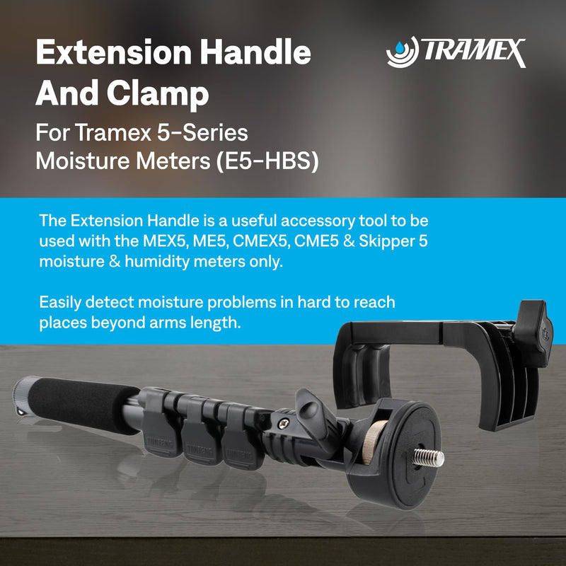 [Australia - AusPower] - Tramex Extension Handle & Clamp for the 5-Series Moisture Encounters | Use with Our MEX5, ME5, CMEX5, CME5 & Skipper 5 Wood, Drywall, Concrete & Marine Meters Only | Adjustable Tool for Measurement 