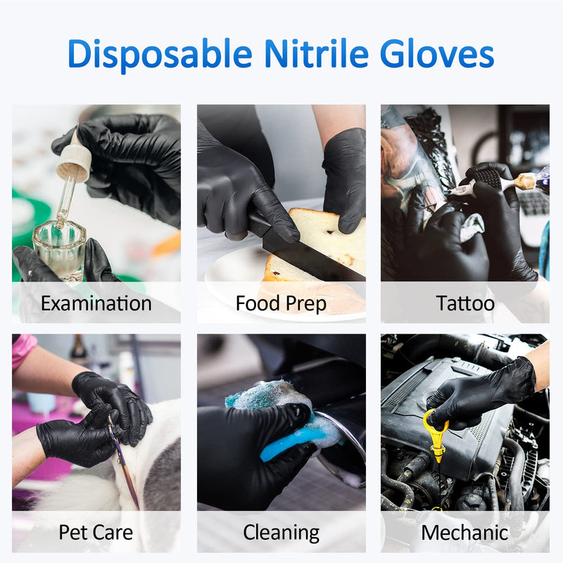 [Australia - AusPower] - Schneider Nitrile Exam Gloves, Black, Medium, 100-ct Box, 4-mil, Latex-Free, Powder-Free, Food-Safe (NBFK7102) 100 Count (Box of 100) 