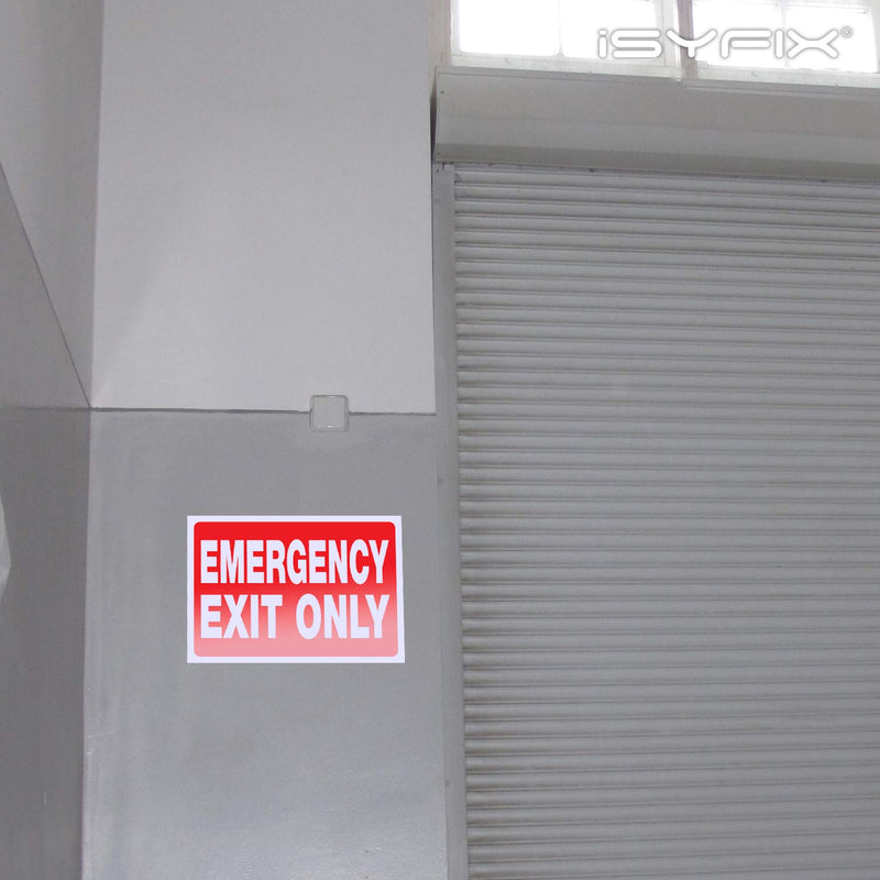 iSYFIX Emergency Exit Only Signs Stickers - 6 Pack 10x7 Inch – Premium Self-Adhesive Vinyl Decal, Laminated for Ultimate UV, Weather, Scratch, Water & Fade Resistance, Indoor & Outdoor 6 Pk 10x7 Sticker Red
