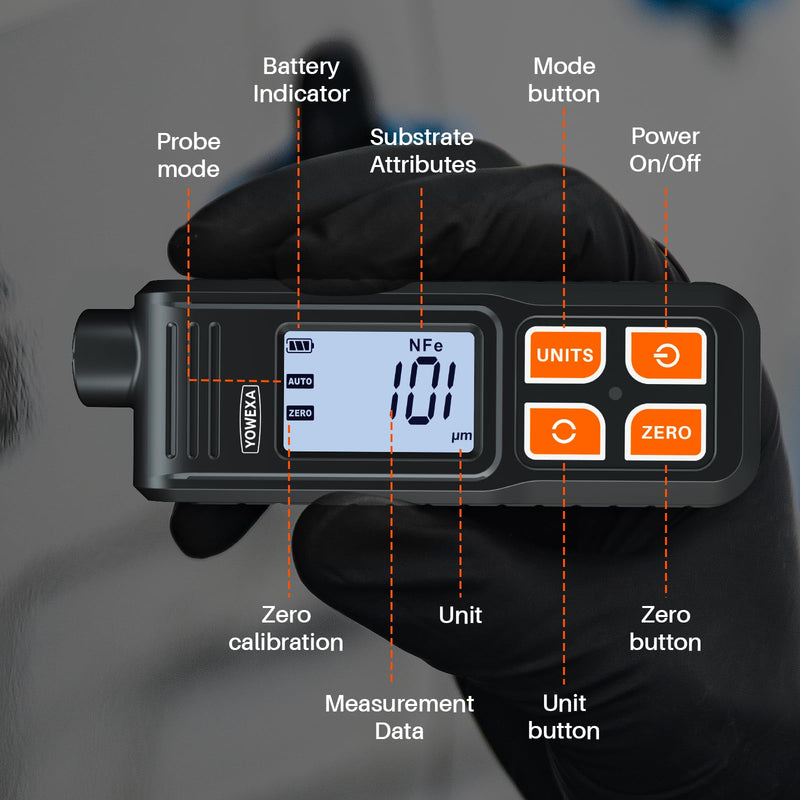 [Australia - AusPower] - EC-370A Paint Thickness Gauge for Cars, Digital Car Paint Tester with Auto Fe/NFe/Zn Detection, Portable Mil Coating Thickness Tester for Used Car Buyers, Auto Detailers and Workshops 