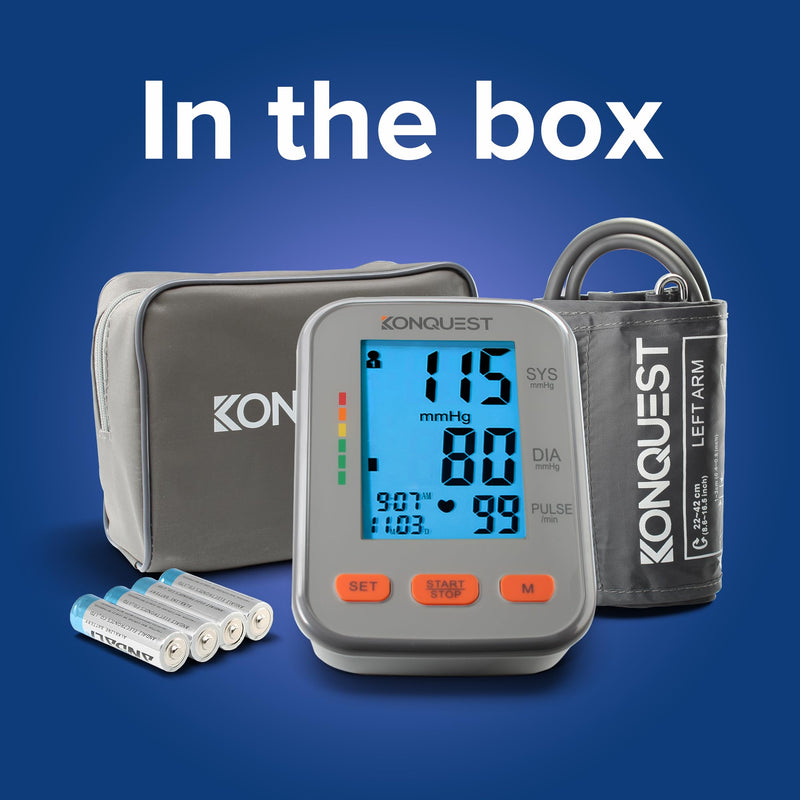[Australia - AusPower] - Konquest KBP-2704A Automatic Upper Arm Blood Pressure Monitor - Adjustable Bp Cuff - Large Backlit Display - Irregular Heartbeat Detector - Tensiometro Digital - Bp Monitor Cuff 