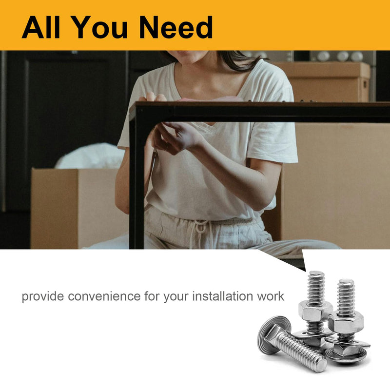 [Australia - AusPower] - 25Pcs Carriage Bolts 1/4-20x1-1/2 Inch, 304 Stainless Steel Full Thread with Round Head Square Neck, Hex Nuts & Washers for Woodworking, Furniture, and Outdoor Projects 25Pcs 1/4-20x1-1/2 