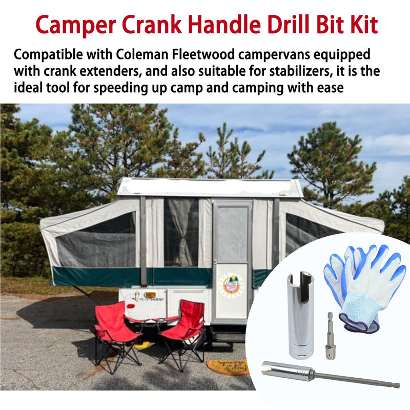 [Australia - AusPower] - Camper Crank Handle Kit Fits Coleman Fleetwood POP UP Camper Crank Handle Replacement 3/8 Socket, Chrome, RCKIM00146 