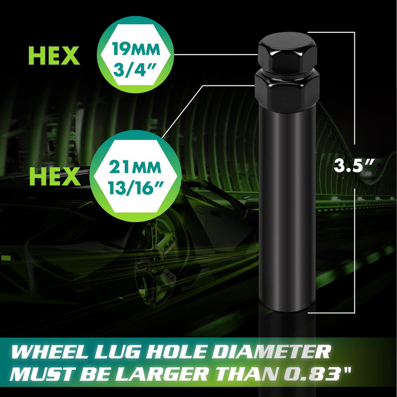 6 Spline Lug Nuts Socket Key - 17mm Hex Socket for Small Diameter Lug Nuts (M12X1.5 M12x1.25 1/2"x20) 6 Point Tuner Key Tool 1pc 6 Spline 1 Pack Black