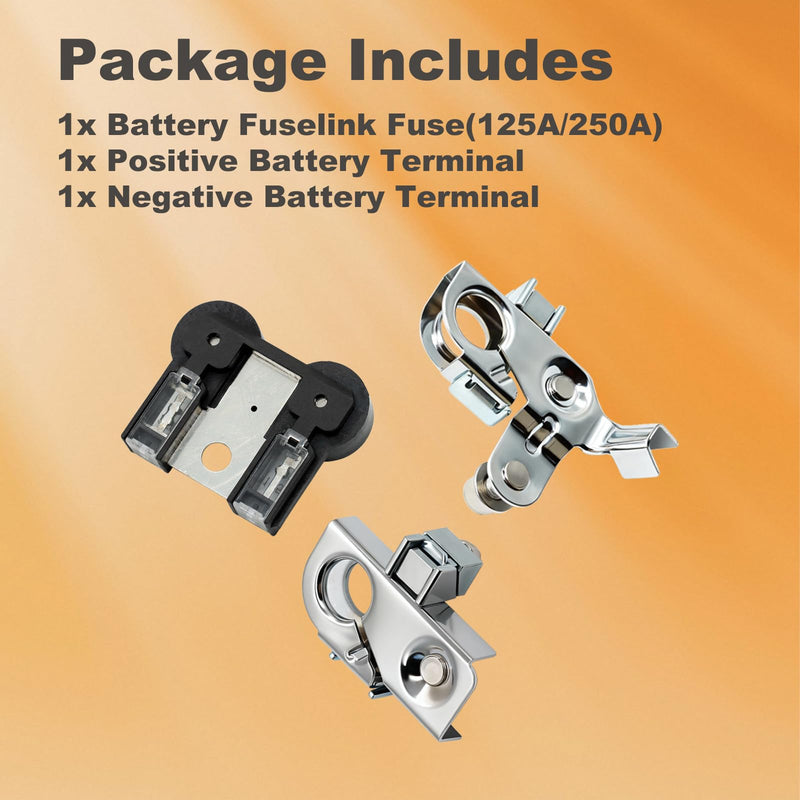 [Australia - AusPower] - Battery Fuse 250Amp / 125Amp with Positive & Negative Battery Terminal Clamps Compatible with Ford F-150 Lobo Lincoln Mark LT 2011-2014 Replace# AL3Z-14526-AA BT4Z-14450-AA BT4Z-14450-BA 