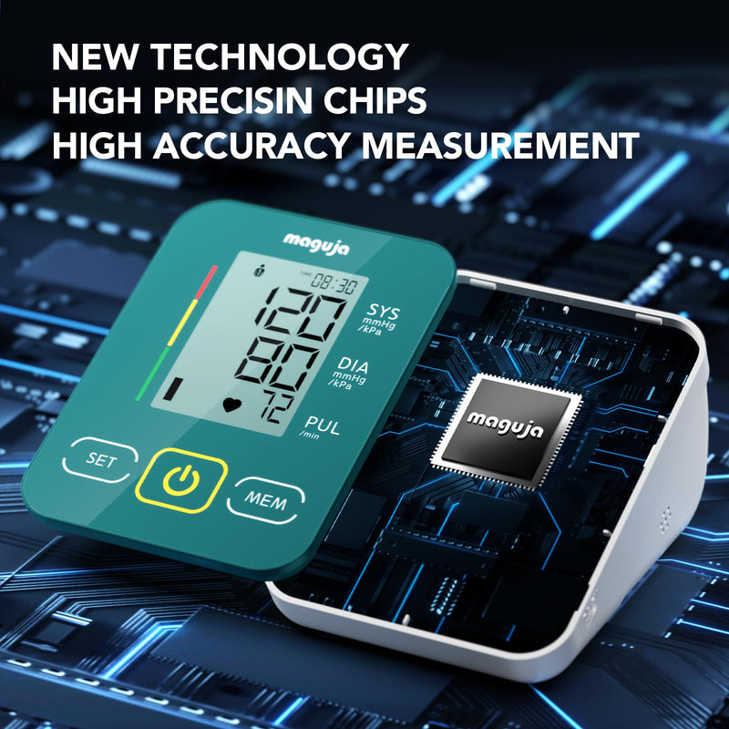 [Australia - AusPower] - Arm Blood Pressure Monitor,maguja Blood Pressure Machine,BP Monitor Automatic Upper Arm Digital with Blood Pressure Cuff for Home Use Green 
