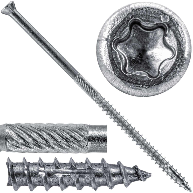 #9 x 4 Silver Star Stainless Steel Trim Head Screw Torx/Star Drive - Wood Screws (1 Pound - 65 Approx. Screw Count) #9 x 4" 1 POUND - 65 Approx. Screws
