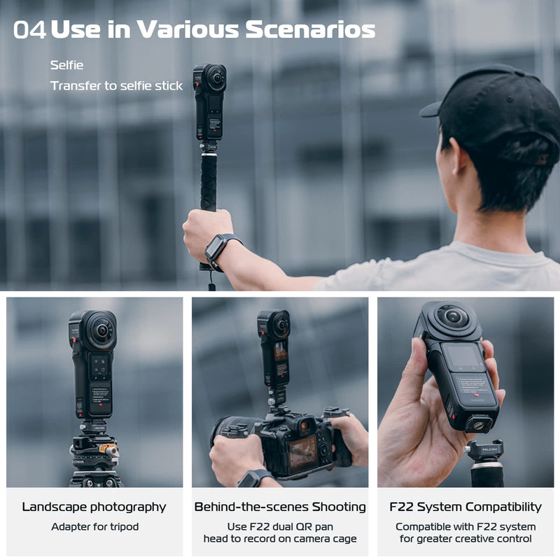 [Australia - AusPower] - FALCAM F22 Quick Release Kit for Insta360, Panoramic Camera Mounting Adapter Convert 1/4" Thread to F22 QR System, Camera Accessory for Insta 360 ONE RS, ONE RS 1-inch, ONE X/X2/X3/Go 3/Ace Pro F22 QR System for insta360 