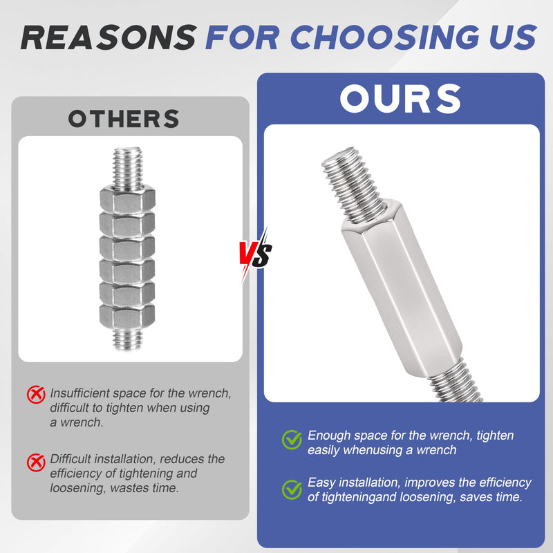 32 Pcs 304 Stainless Steel hex Coupling Nuts M6 x 1.0-Pitch 50mm ，Stainless Steel Rod Coupling Nuts(Metric) M6x1.0x50MM 32