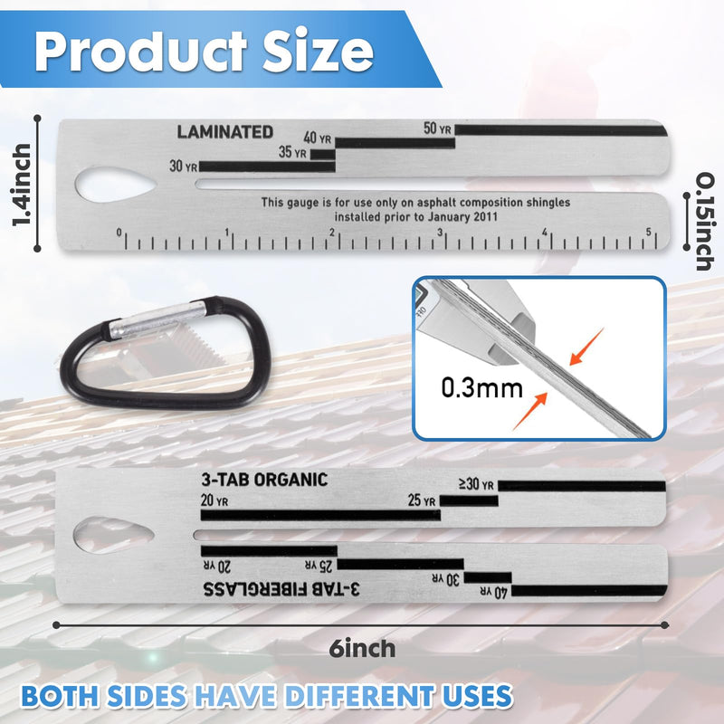 [Australia - AusPower] - 4/09 Shingle Gauge - 5pack Measuring Tool for Roof Pitch and Tile Thickness with Carabiner Shingle Gauge Roofing for Measuring The Thickness of Roof Tiles 5 