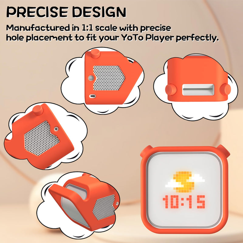 [Australia - AusPower] - Silicone Case for Yoto Player (3rd Gen.), Silicone Protective Sleeve Case Compatible with Yoto Player, Anti-Slip, Bumps and Wear and TearSilicone Skin Cover with Easy-to-Carry Handle - Orange 