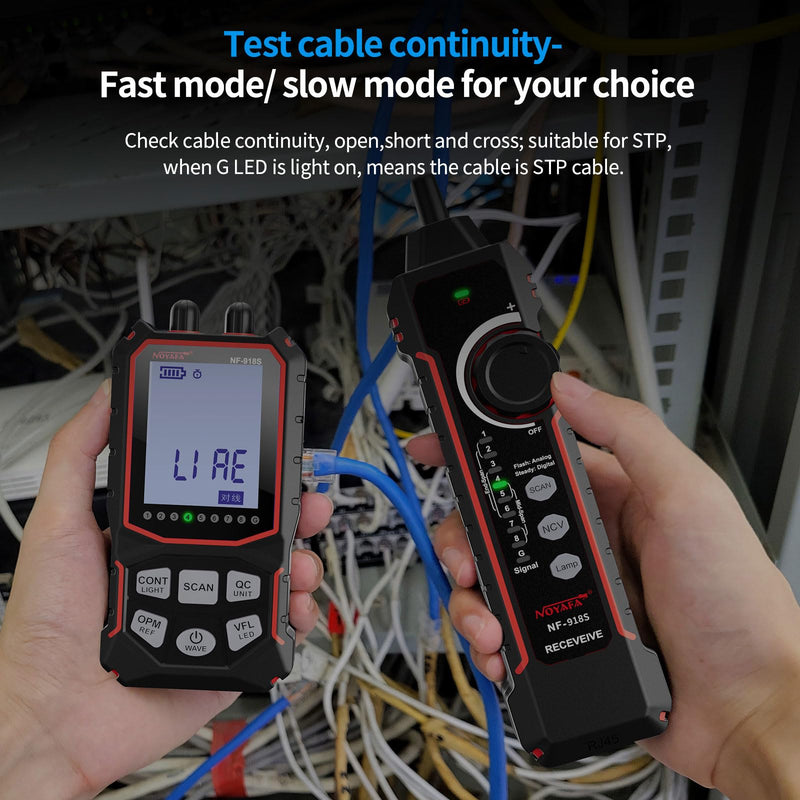 NOYAFA NF-918S Network Cable Tester with 6 wavelength Optical Power Meter, Cable Toner Ethernet Cable Tester RJ45 Network Tester with Visual Fault Locator, PoE Tester Network Tools