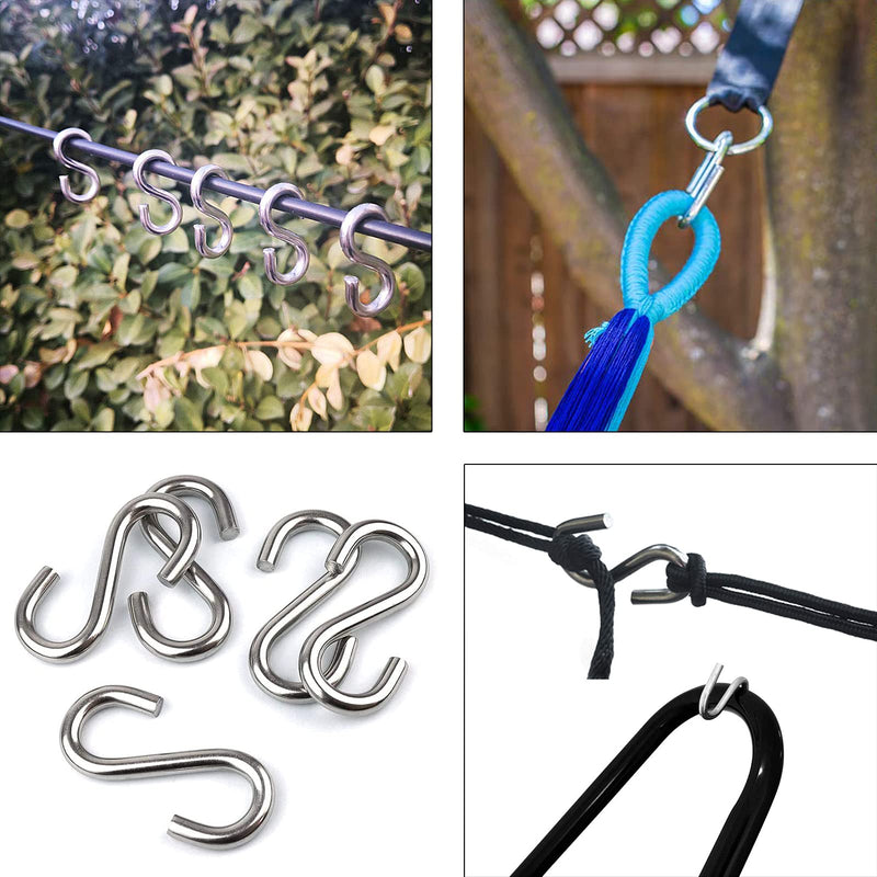 [Australia - AusPower] - ABSOK 5 Pcs S Hooks 304 Stainless Steel Heavy Duty S Hooks, 3.2 inches Long and 5/16 inches Thick,S Shaped Hanging Hook is Used to Hang Any Objects in hammocks, Swings, workshops or garages 