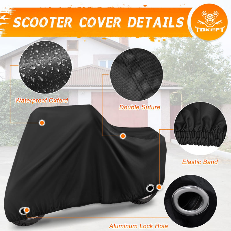 [Australia - AusPower] - Scooter Cover, Waterproof Moped Cover, Vespa Cover, Outdoor Windproof and UV, for 72" Long Yamaha Honda Ruckus Motorbike Cover (Black) Black S-72 inch 