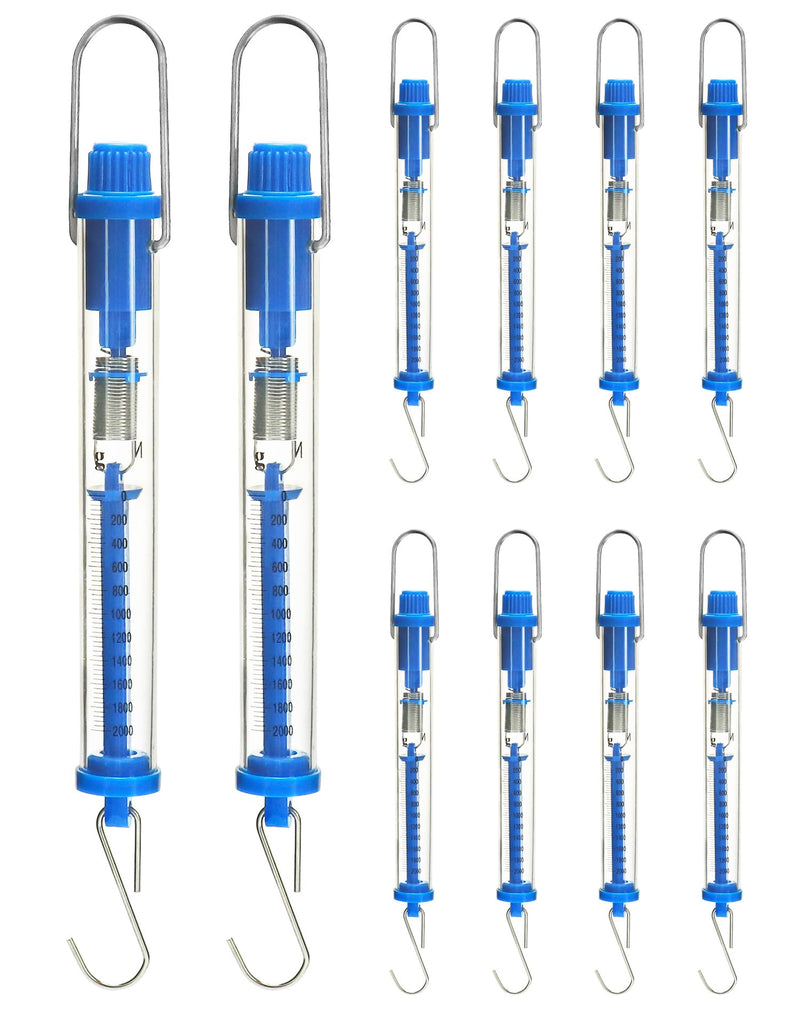 [Australia - AusPower] - QWORK Spring Scale, 10 Pack 20N Transparent Spring Balance Hanging Tube Spring Scale 