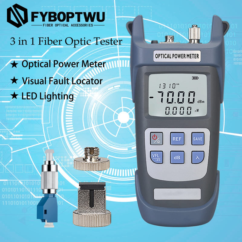 [Australia - AusPower] - 2pcs 3 in 1 Function Fiber Optic Tester Portable Optical Power Meter (FC/SC/ST) & VFL-10 Visual Fault Locator & LED Lighting, OPM & VFL Fiber Optic Tester, Range: (-70) dBm ~ (+10) dBm 2 