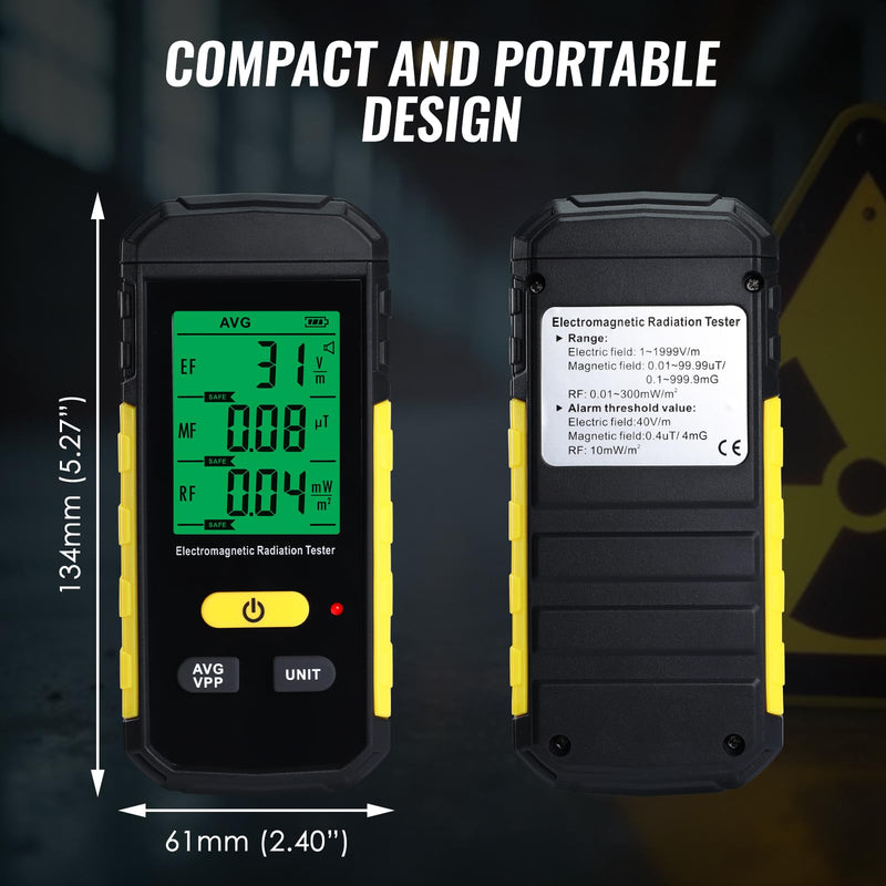[Australia - AusPower] - 3-in-1 EMF Detector, EMF/RF Radiation Meter Electromagnetic & Radiofrequency for EF, RF, MF with Field Tester Data Hold, 3-Color Sound Light Alarm, EMF Reader Home & Industrial EMF Safety Meter Advanced 3-in-1 EMF Meter 