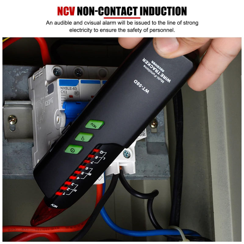 [Australia - AusPower] - EVTSCAN Handheld Wire Tracker, with Adjustable Sensitivity, Signal, NCV, Fault Detection, Continuity Testing, for Home Wall Electric Wire, Network Cable, Phone Line Tracing 