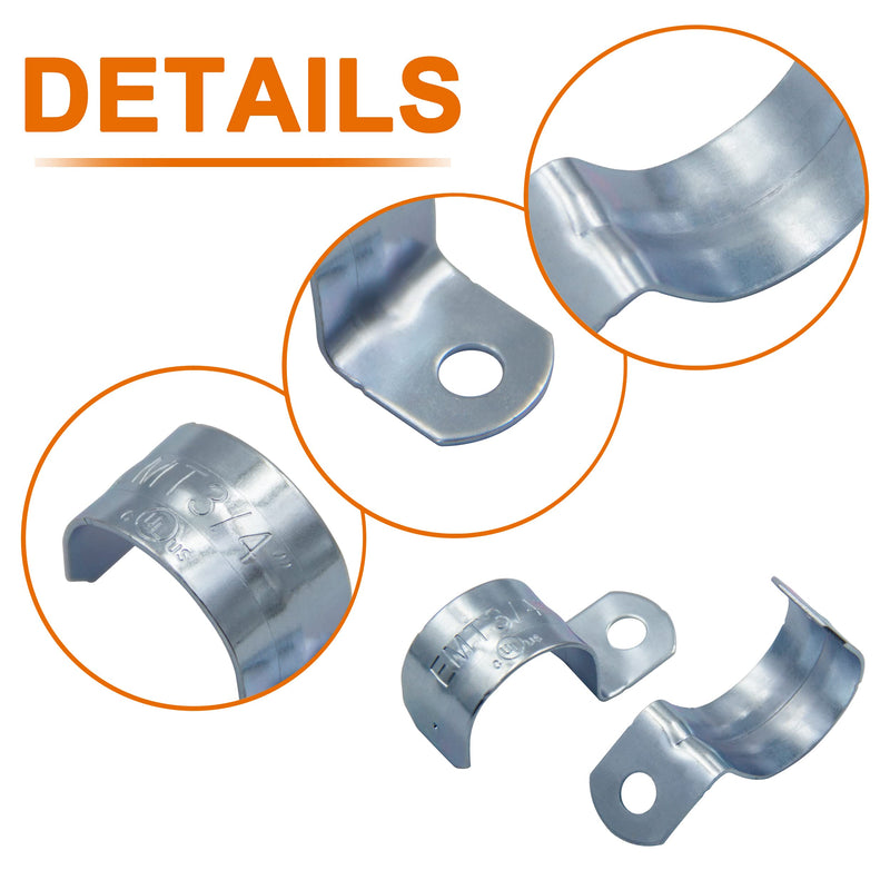 [Australia - AusPower] - ISPINNER 25pcs 3/4 Inch Zinc Plated Steel EMT Pipe Straps with 1 Hole for EMT Conduit or Pipe Fixing One Hole 