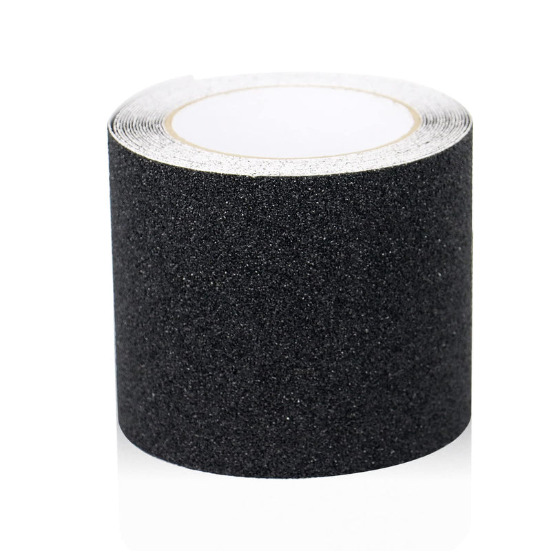 BOMEI PACK Anti Slip Traction Tape, 4 Inch x 16 Foot - Best Grip, Friction, Abrasive Adhesive for Stairs, Tread Step, Indoor, Outdoor (4" X 16') (Black) Black