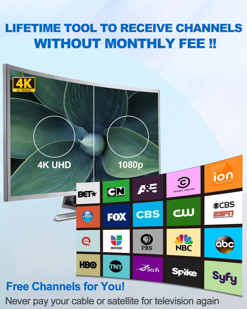 [Australia - AusPower] - TV Antenna Indoor, Digital Amplified Indoor HDTV Antenna, 1080p VHF UHF Television Local Channels Detachable Signal Amplifier and 16.5ft Long Coax Cable Black 