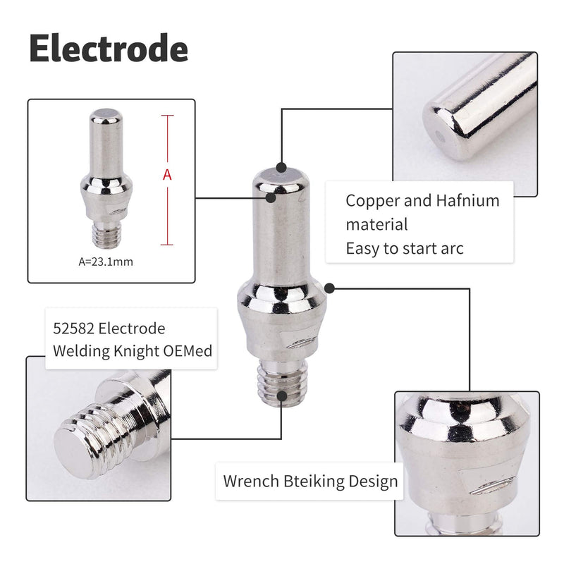 45pcs IPT-60 PT-60 IPT-40 PT40 Plasma Cutting Torch Tip Nozzle 1.0mm 0.039'' & Electrode Shield Cap Stand Off 45Pcs