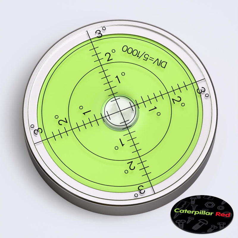 [Australia - AusPower] - Magnetic Metal Large Spirit Bubble Level 60mm Diameter, (2 23/64 in), Surface Level - Metal Housing, Bulls Eye, Green/Silver 