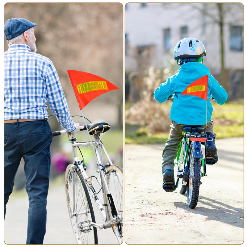 [Australia - AusPower] - Yardwe Bike Safety Flag with Pole, 2 Set Adjustable Height Bike Flags Waterproof Orange Safety Flag with Reflective Strip 