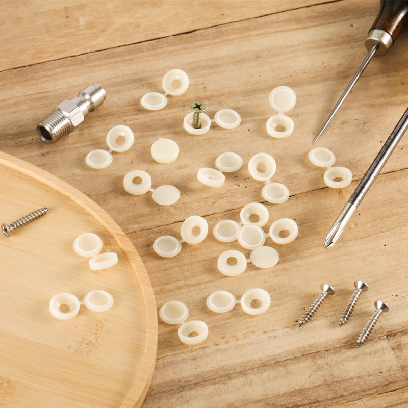 [Australia - AusPower] - 100pcs Screw Cover Caps, Plastic Hinged Screw Caps Folding Screw Covers Small Screw Cap Covers Screw Snap Covers for Screw Heads Protection (Cream Color) Cream Color 